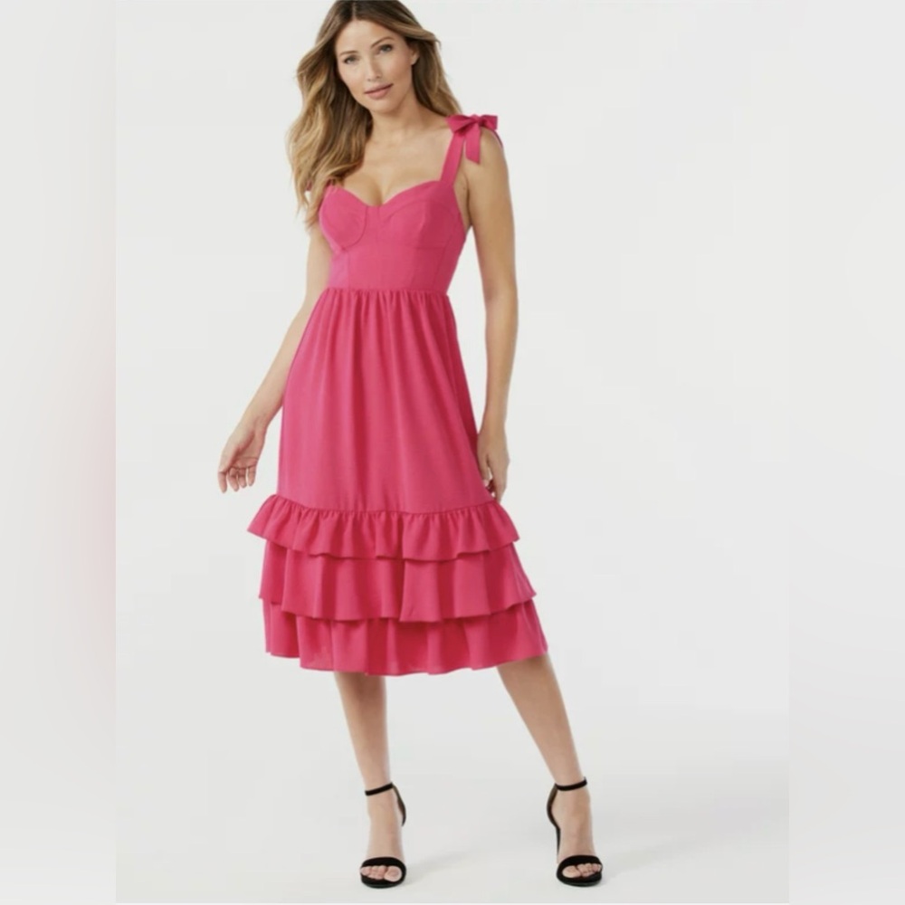 Bright Pink Ruffle Hem Sundress